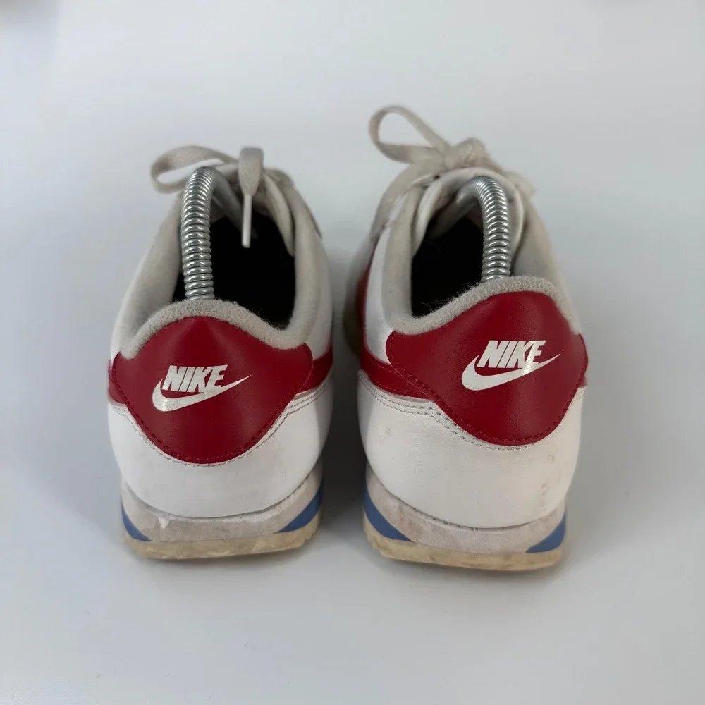 Nike Cortez Men Shoes US 9.5 White Red Blue Leather Sneakers Forrest Gump Preppy